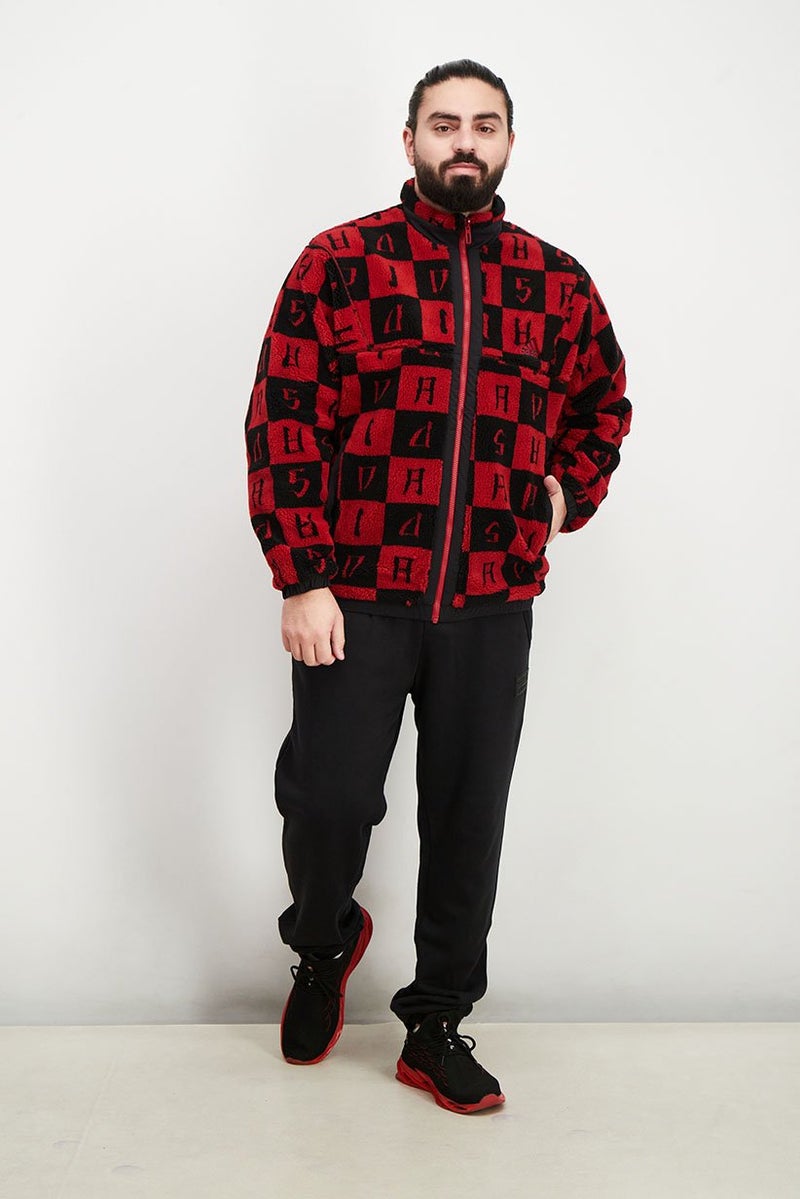 Adidas Men Sportswear Fit Textured Reversible Jacket, Black/Red - Image 2